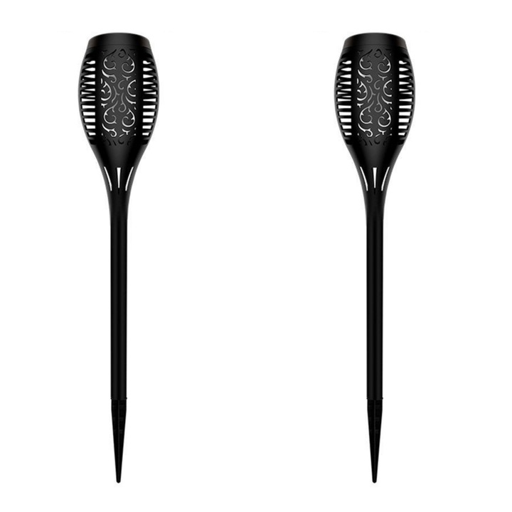 Set 2 x lampa cu incarcare solara de gradina, tip torta, efect de flacara, buton ON/OFF 18-15 K KATHODE