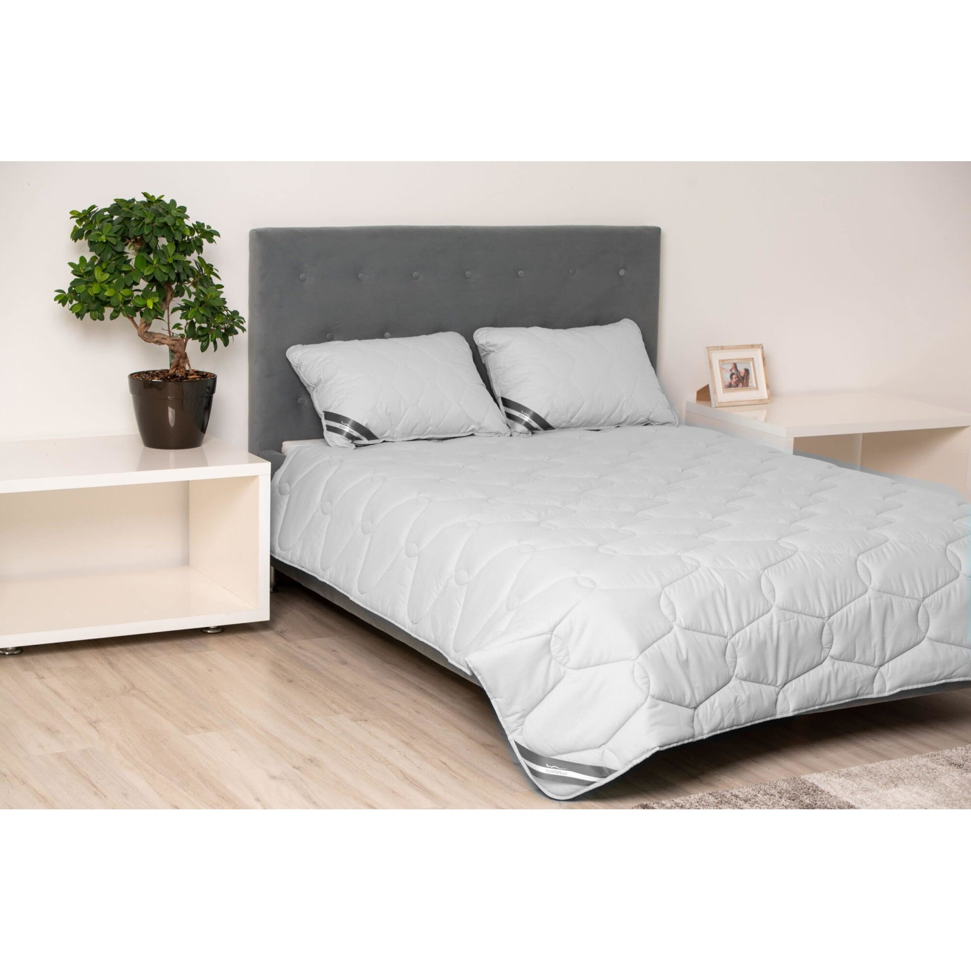 Pilota bumbac Somnart Bella 180x200cm, umplutura grosime medie de vara, gri