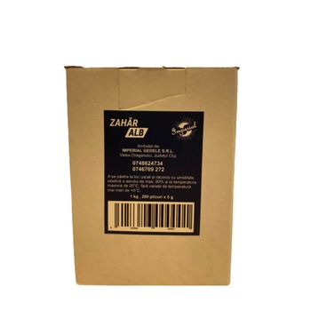 Zahar Stick Alb Imperial 5g, 200 Pliculete, Ambalat in Cutie de Carton Zahar Stick Alb Imperial 5g, 200 Pliculete, Ambalat in Cutie de Carton