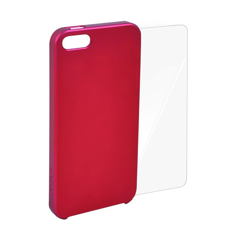 Carcasa Odoyo Glitter pentru iPhone SE/5S, (folie inclusa) Rosu