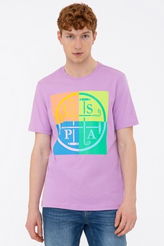 U.S. Polo Assn., Tricou de bumbac cu imprimeu logo, Lila/Galben/Verde U.S. Polo Assn., Tricou de bumbac cu imprimeu logo, Lila/Galben/Verde