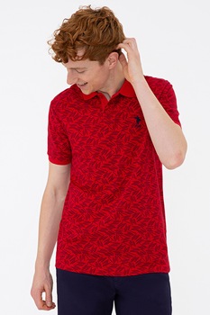 U.S. Polo Assn., Tricou polo slim fit de bumbac cu textura pique, Rosu/Negru U.S. Polo Assn., Tricou polo slim fit de bumbac cu textura pique, Rosu/Negru