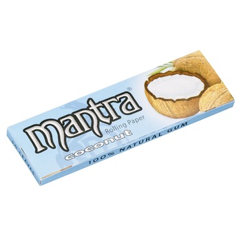 Foite pentru rulat tutun cu aroma de nuca de cocos Mantra 78mm / 1.1/4 50 bucati Foite pentru rulat tutun cu aroma de nuca de cocos Mantra 78mm / 1.1/4 50 bucati