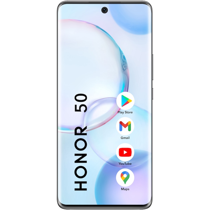 Honor 50 5G Mobiltelefon, Kártyafüggetlen, Dual SIM, 256GB, 8GB RAM, Éjfekete