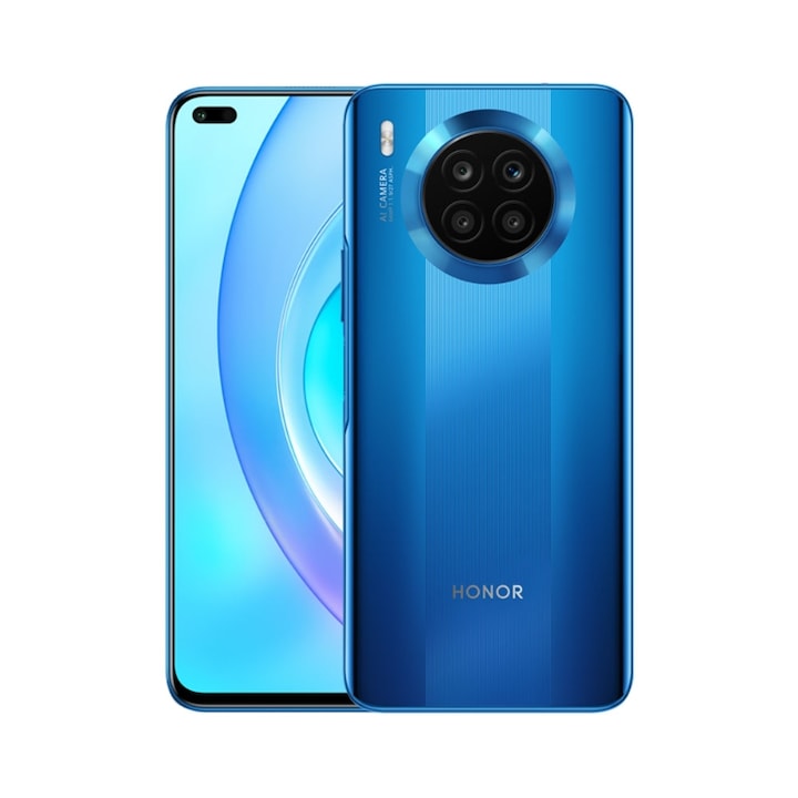 Honor 50 Lite Mobiltelefon, Kártyafüggetlen, Dual SIM, 128GB, 6GB RAM, Mélytengeri kék