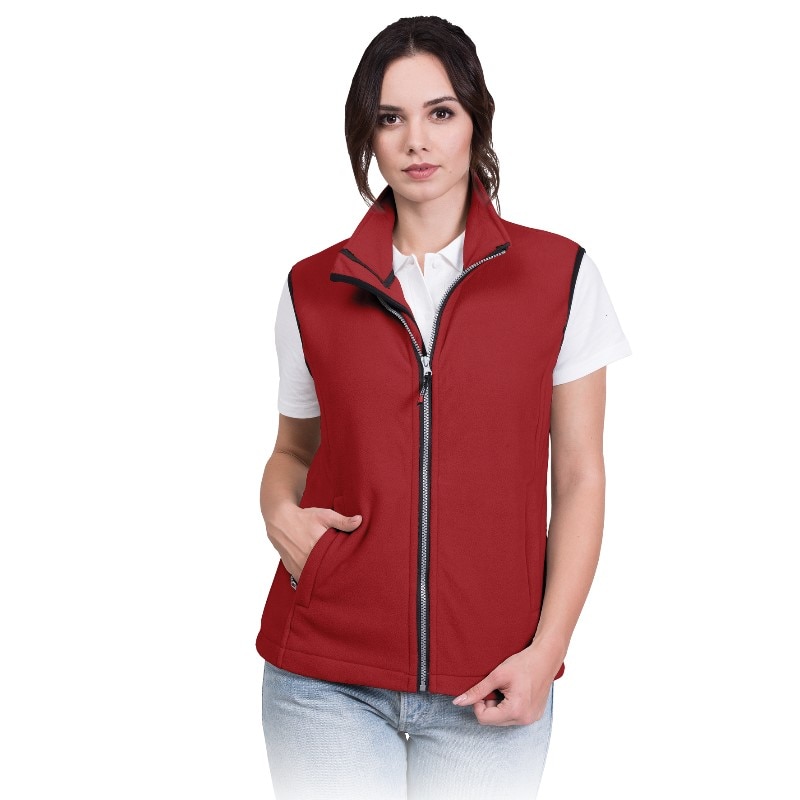 Vesta de protectie VHoney, din fleece cu buzunare, de dama, visiniu, marimea L
