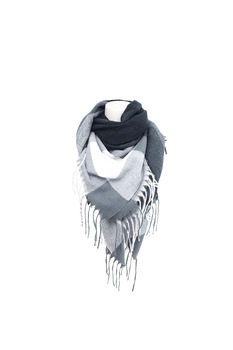 Fular cu model carouri unisex, Antonio, 620189999 Gri/Alb, 130 x 130 cm Fular cu model carouri unisex, Antonio, 620189999 Gri/Alb, 130 x 130 cm
