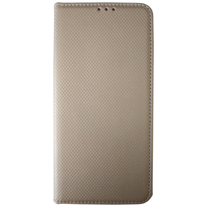 Husa telefon tip carte, Smart Case, Piele ecologica, pentru Xiaomi Mi 10T 5G/Mi 10T Pro 5G, Auriu/Gri