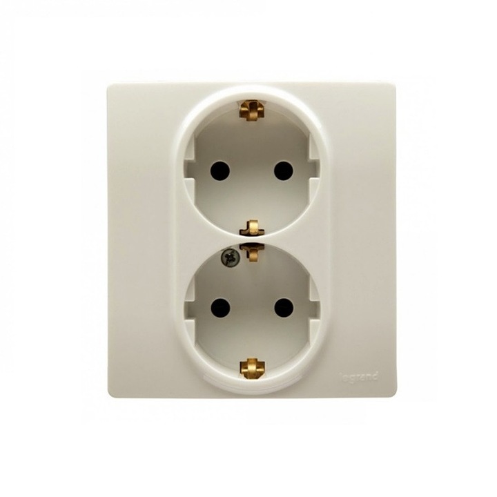 Двоен контакт Шуко 16А Legrand Niloe, С рамка, 764644, крем