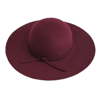 Palarie dama Vintage cu fundita, bor lat, Burgundy Palarie dama Vintage cu fundita, bor lat, Burgundy