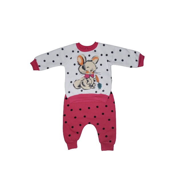 Costum sport Trening bumbac Iepuras alb- roz