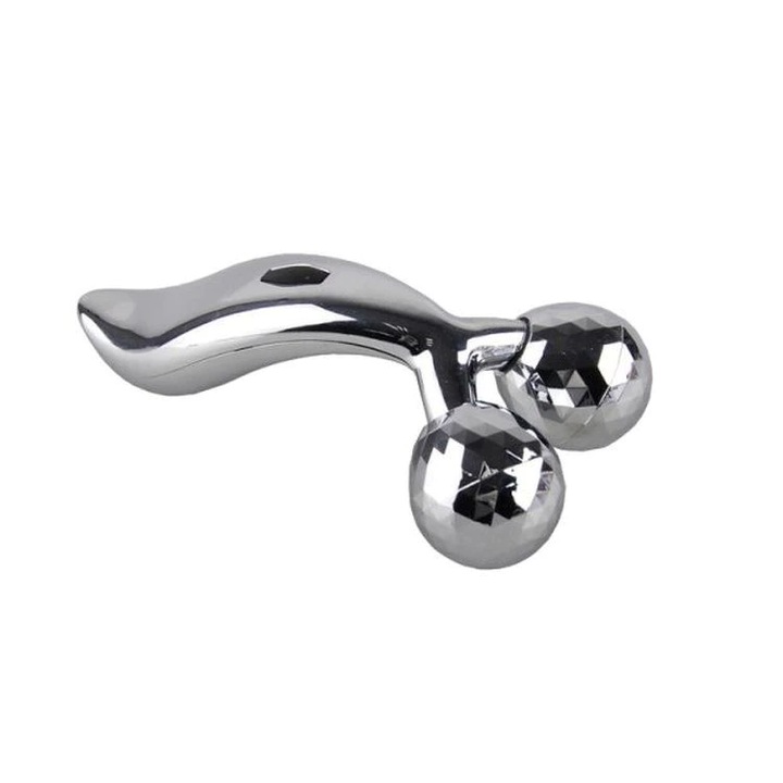 Масажор за лице Tiessa, 3D повдигаща ролка, сребрист, 15,5 x 8,5 cm