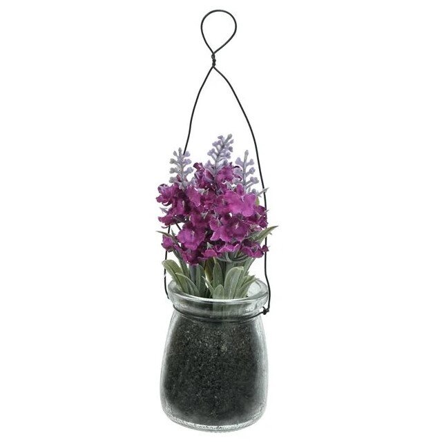 Ghiveci decorativ, Zola®, din sticla, cu lavanda, 10x16x22 cm