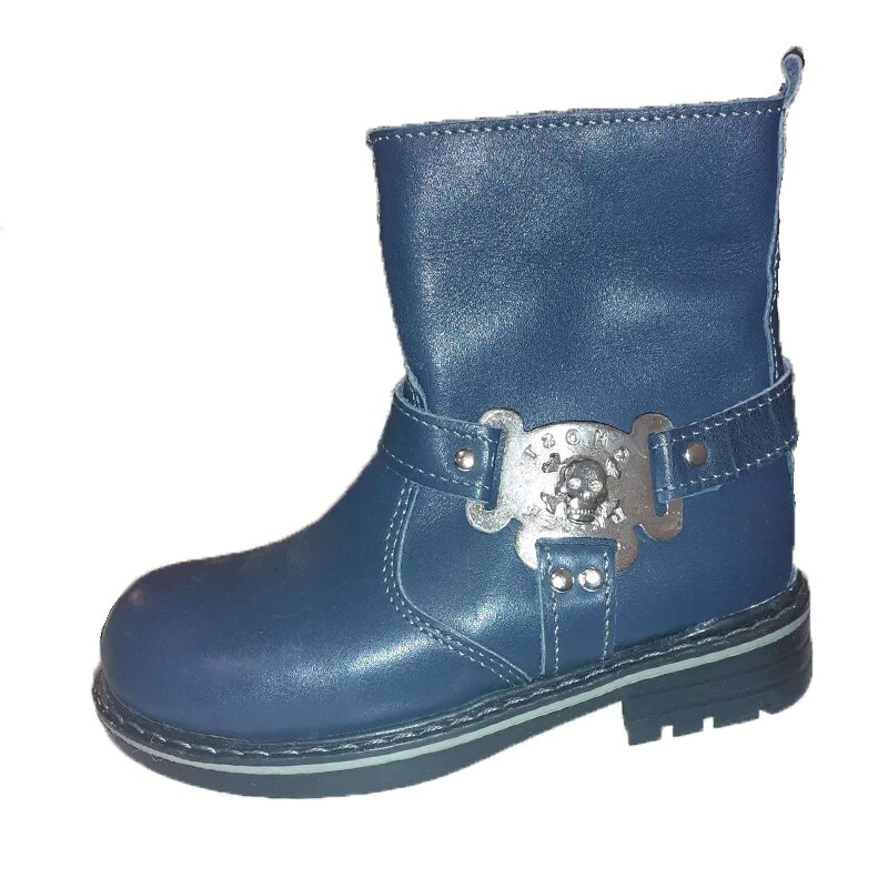 Cizme imblanite din piele pentru copii CZ29-26, Bleumarin 1395