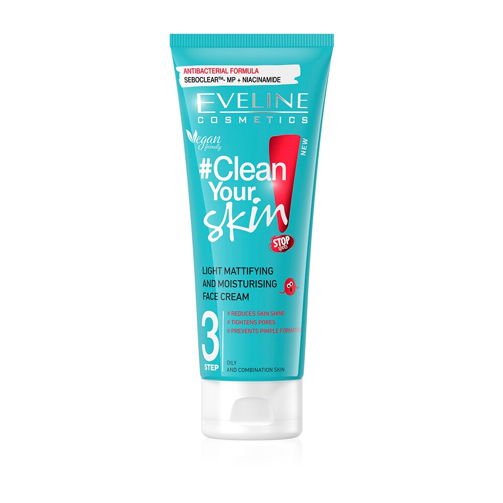 Crema de fata, matifiere si hidratare, Eveline, Clean Your Skin, 75 ml