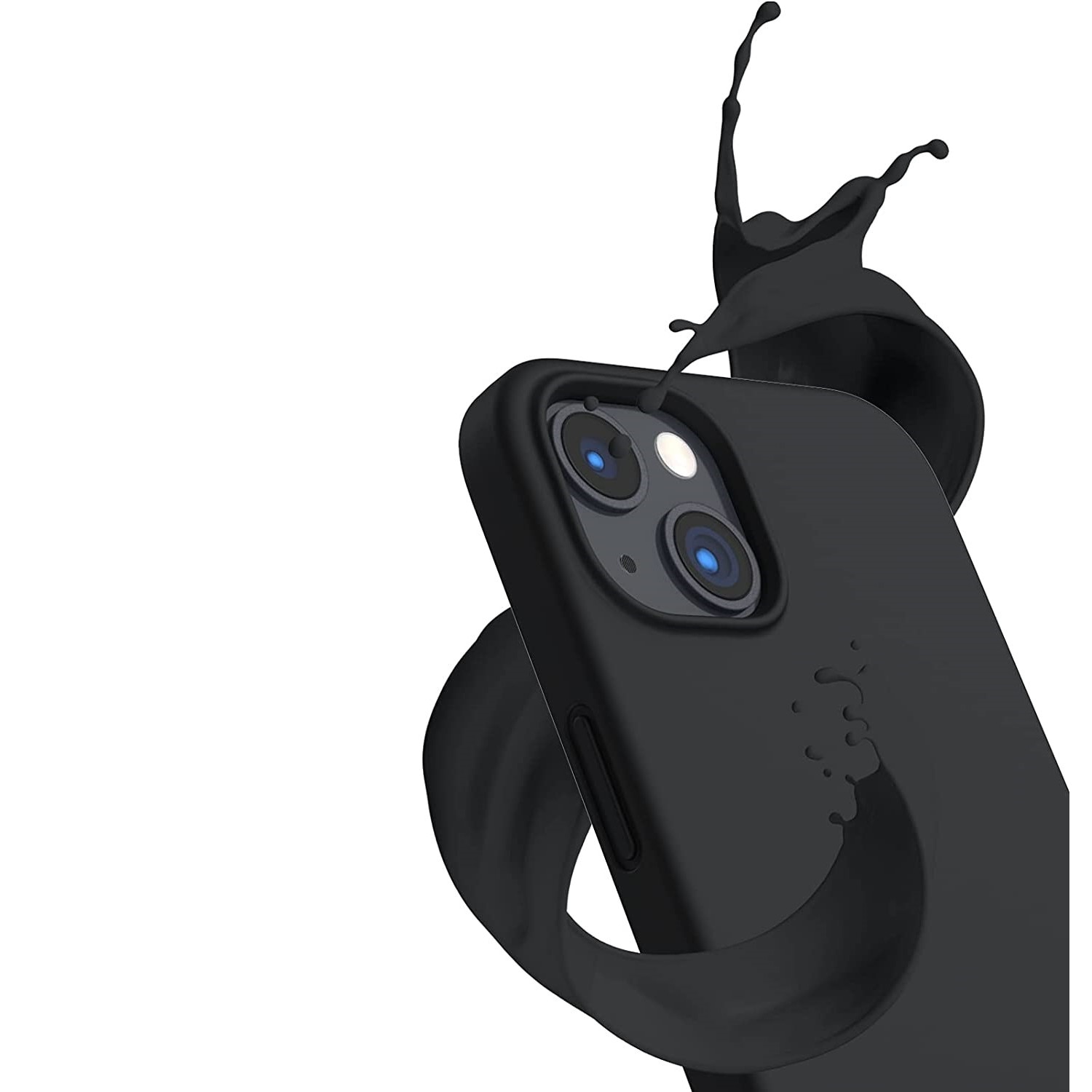Husa din silicon ultra-slim MATA cu microfibra pe interior, compatibila cu iPhone 13, Negru