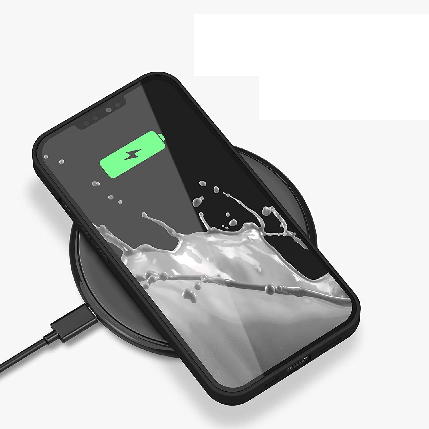 Husa din silicon ultra-slim MATA cu microfibra pe interior, compatibila cu iPhone 13, Negru
