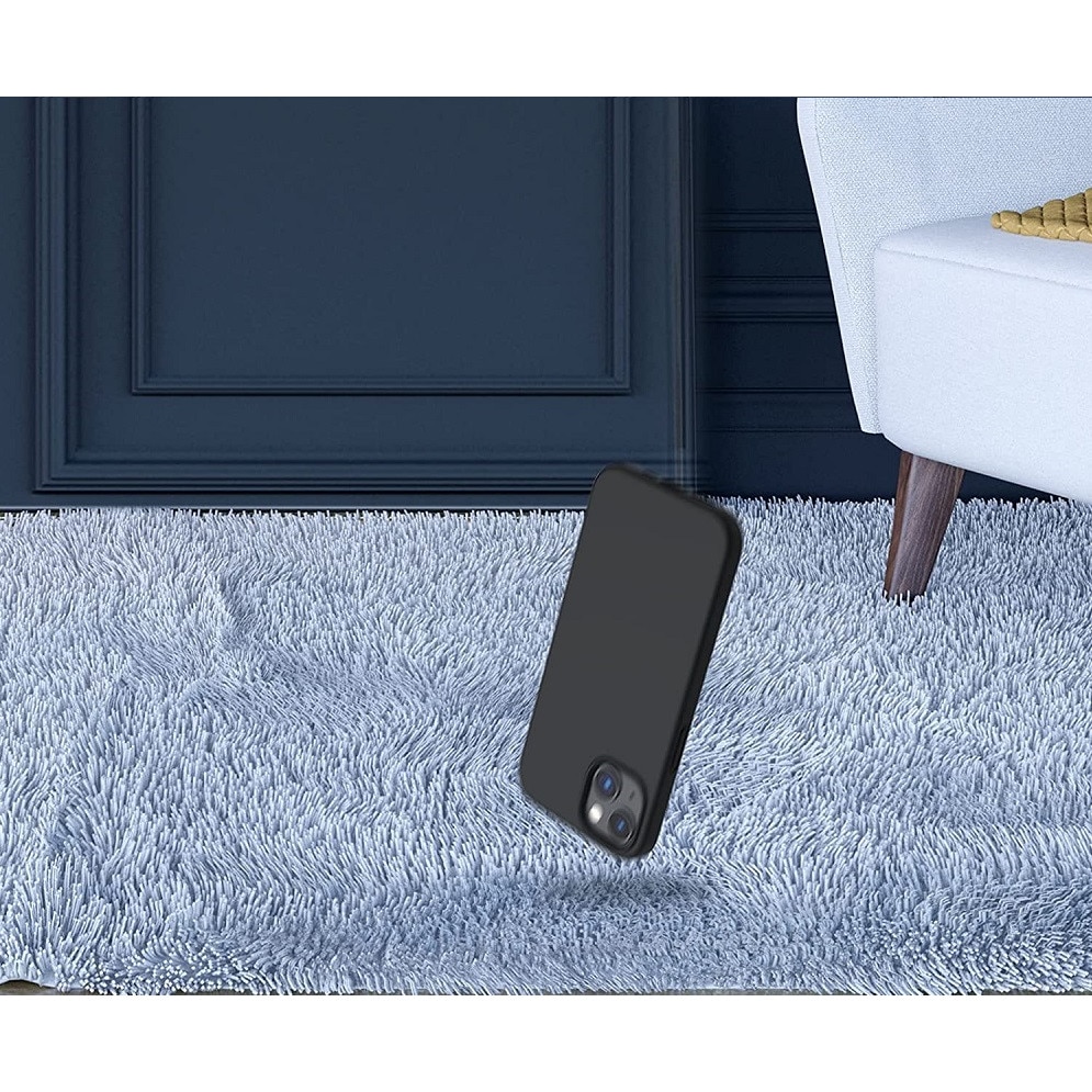 Husa din silicon ultra-slim MATA cu microfibra pe interior, compatibila cu iPhone 13, Negru
