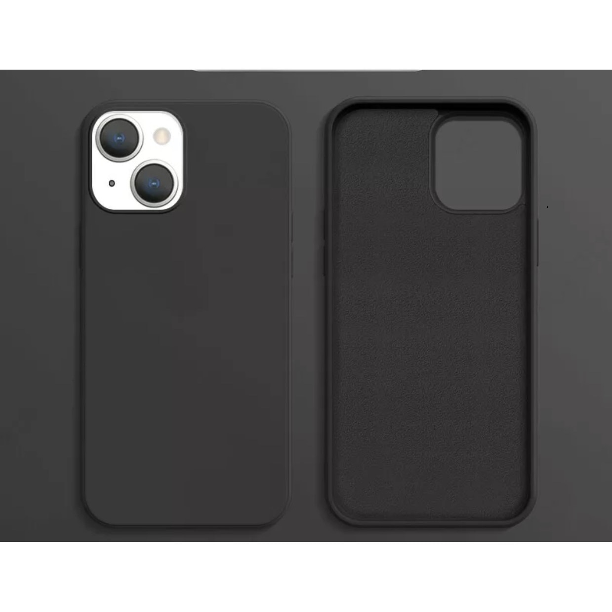 Husa din silicon ultra-slim MATA cu microfibra pe interior, compatibila cu iPhone 13, Negru