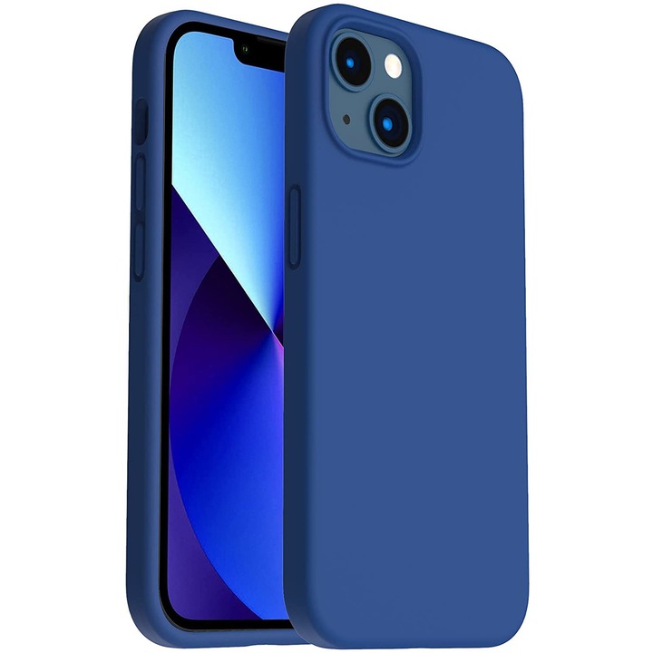 MATA ултра тънък силиконов кейс с микрофибър отвътре за iPhone 13 Mini / Син