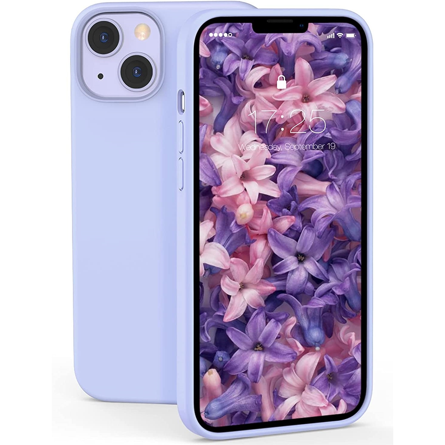 Husa din silicon ultra-slim MATA cu microfibra pe interior pentru iPhone 13 / Mov deschis