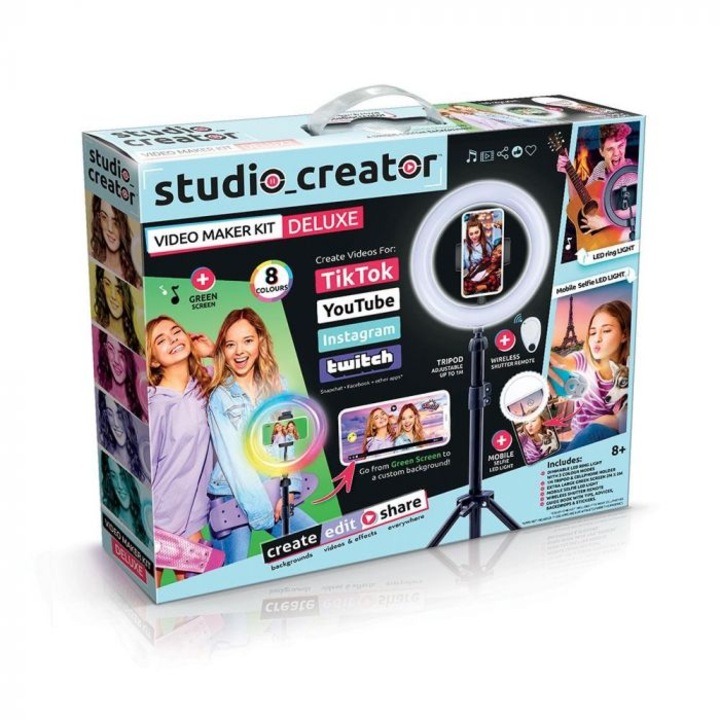 Kit de productie video de lux, Canal Toys, LED, 8 culori interschimbabile, Negru
