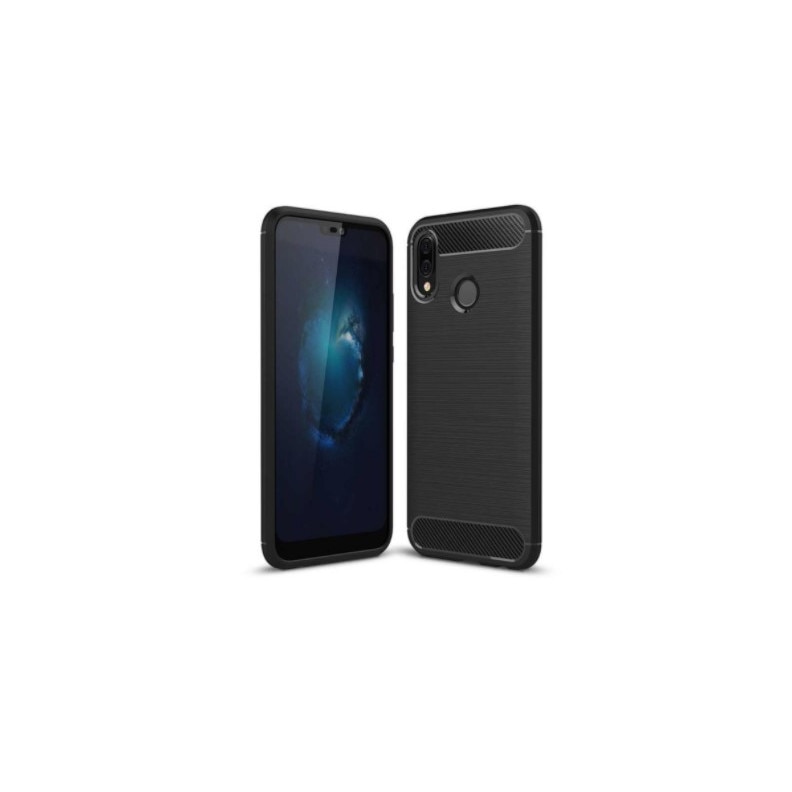 Husa cu insertii de carbon pentru Huawei P20 Lite, capac de protectie, Negru