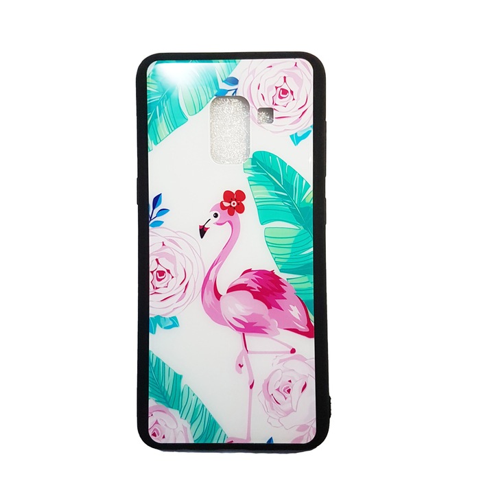 Husa Glass Case Flamingos pentru Samsung Galaxy A5 2018, A8 2018, A530