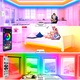 Huerler LED szalag készlet, Smart RGB, 5 m, Wi-Fi, Alkalmazásvezérlés, Távirányító, Bluetooth, Zene szinkronizálás, Hangvezérlés, Többszínű fény