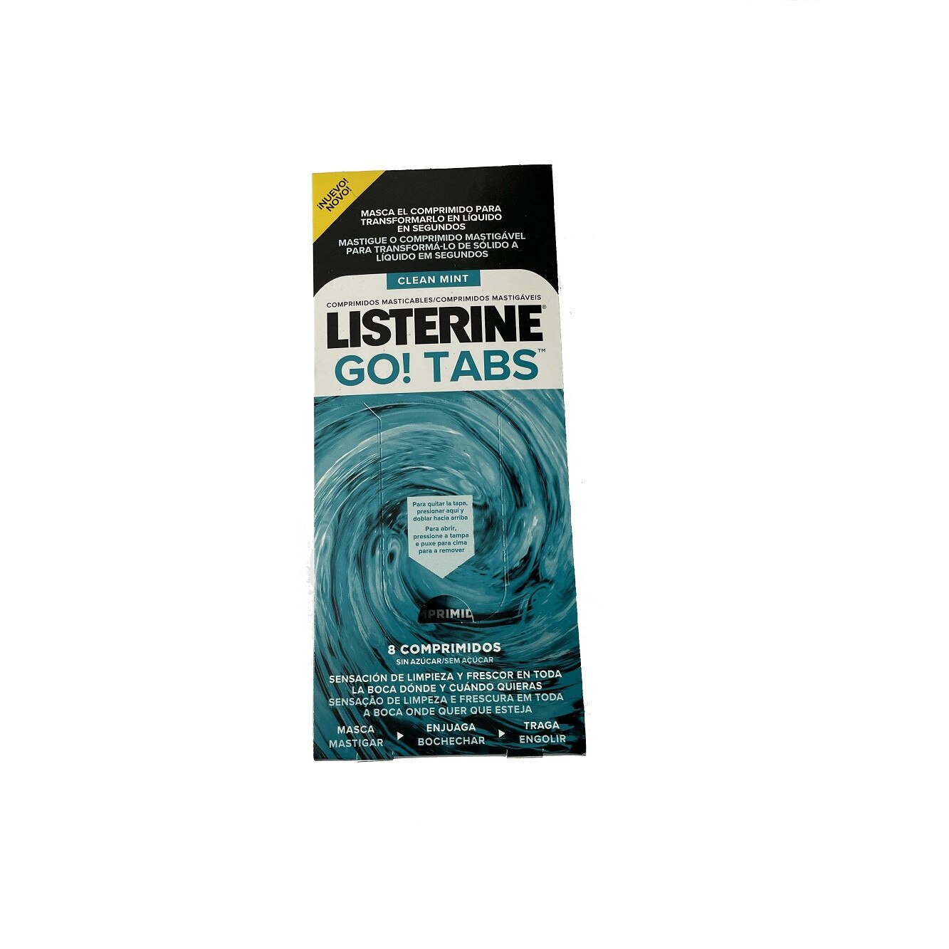 Set tablete masticabile fara zahar Listerine Go! Tabs Clean Mint, 6 x 8 bucati