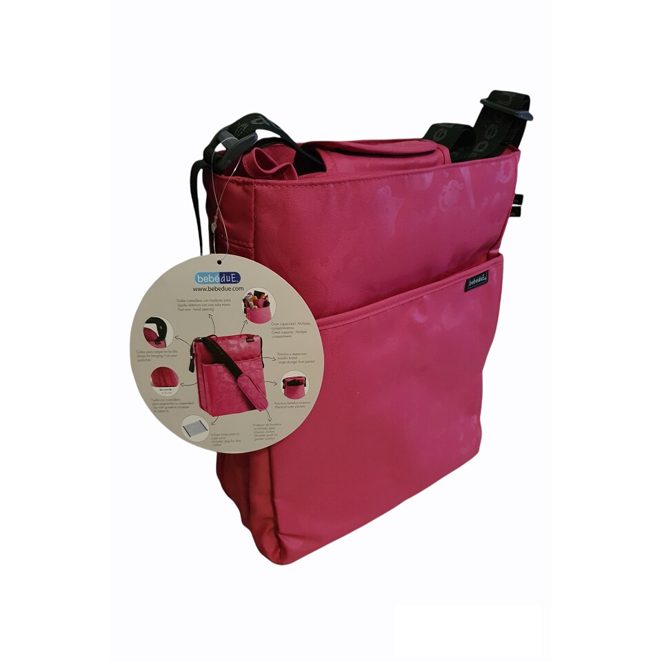 Geanta Mamici Si Copii BebeduE, Fuchsia, Imprimeu Animalute, 30 x 15 x 31 cm