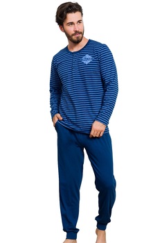 Pijama Barbati, Gazzaz by Vienetta, Model Blue Nature, Culoare Albastru Pijama Barbati, Gazzaz by Vienetta, Model Blue Nature, Culoare Albastru