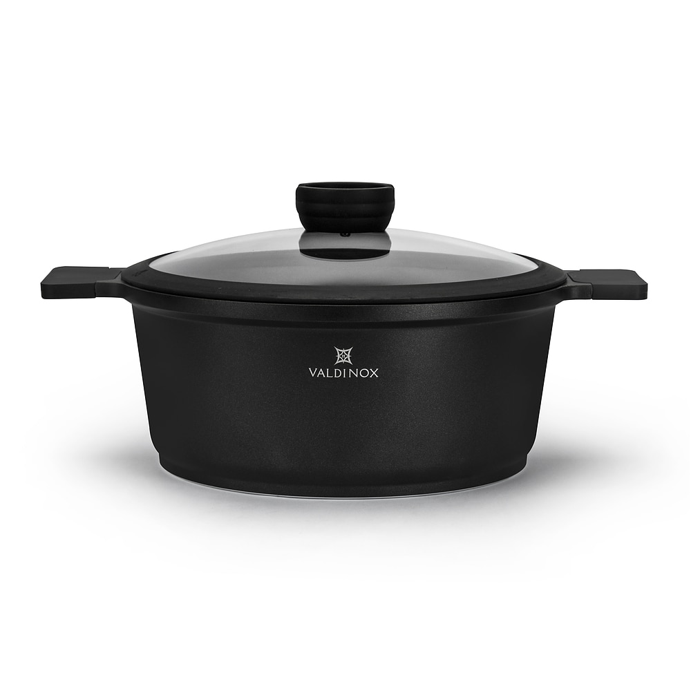 Oala din aluminiu cu capac VALDINOX EXPERT LARGE, 6 L, Negru