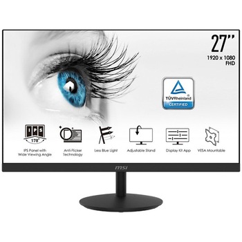Monitor LED MSI Pro MP271 27 inch 5 ms Negru 75 Hz Monitor LED MSI Pro MP271 27 inch 5 ms Negru 75 Hz