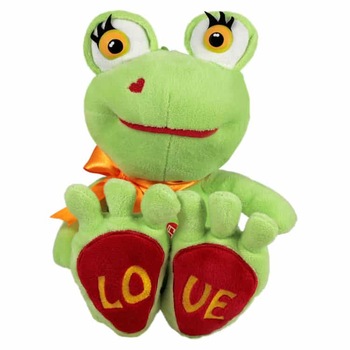 Jucarie de plus cu sunete, Broscuta, AMEK, 25 cm Jucarie de plus cu sunete, Broscuta, AMEK, 25 cm