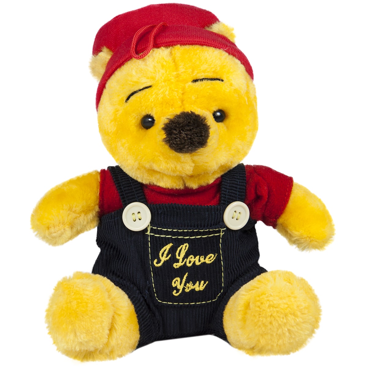 Ursulet de plus, Cu basca si salopeta, AMEK, 22 CM