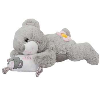 Ursulet de plus, cu pernuta, Gri, AMEK, 30 cm Ursulet de plus, cu pernuta, Gri, AMEK, 30 cm