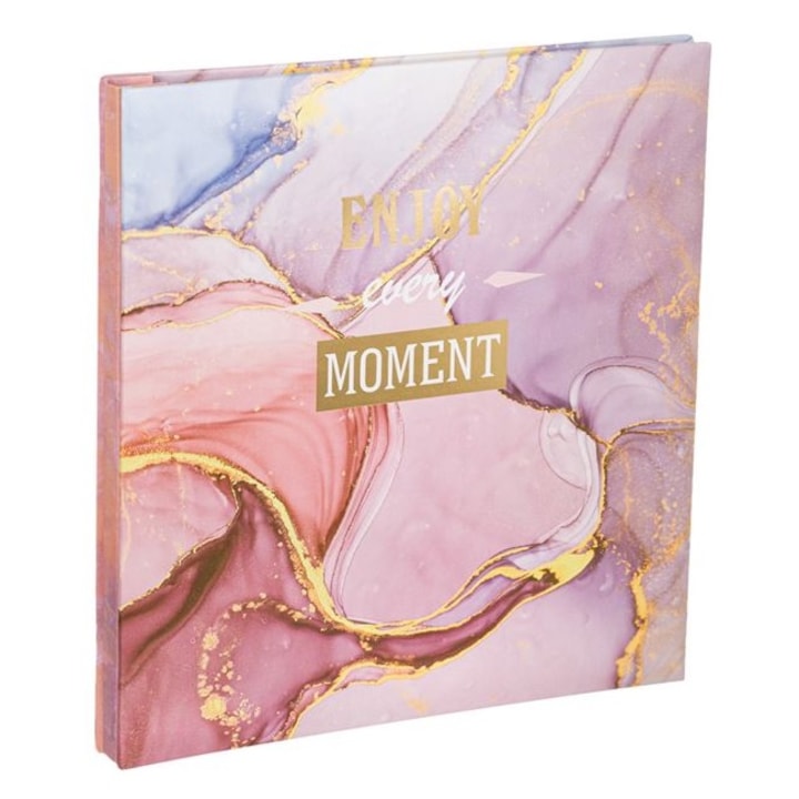 Album Foto Moments, design granit, Roz/Auriu, 30 file, 27x4x23 cm