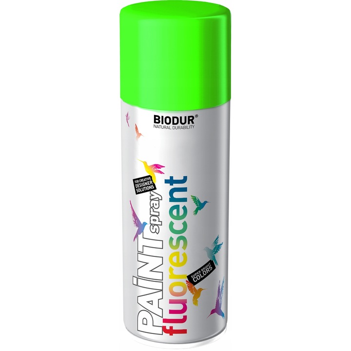 Set 12 Spray vopsea, Biodur, fosforescent, pentru metal, 400 ml, verde fosforescent