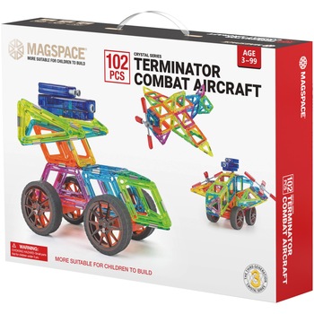 Set de constructie magnetic Magspace - Terminator aircraft, 102 piese Set de constructie magnetic Magspace - Terminator aircraft, 102 piese