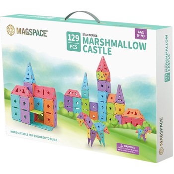 Set de constructie magnetic Magspace - Marshmallow castle, 129 piese Set de constructie magnetic Magspace - Marshmallow castle, 129 piese