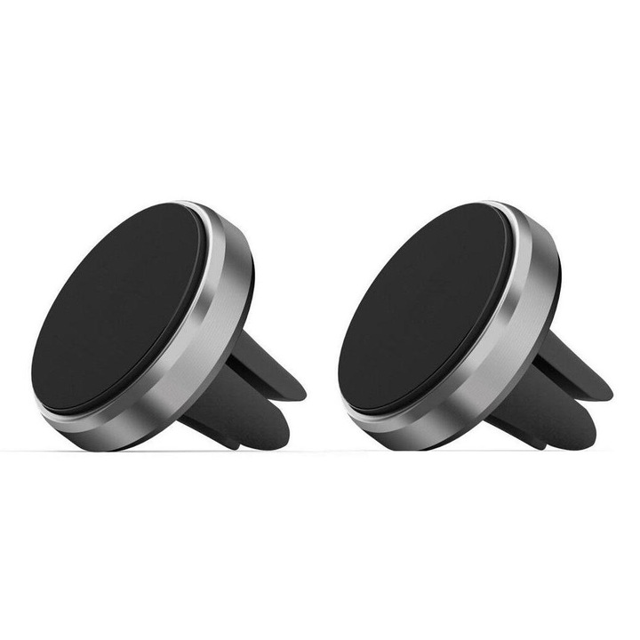 Pachet 2x Suport magnetic grila ventilatie auto pentru telefon, Garantie 3 ani, universal, cu rama Aluminiu, compact, design si calitate deosebite, Cartek M166