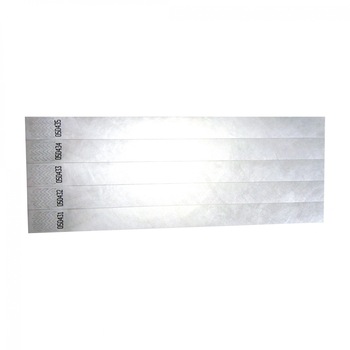 Set 300 buc. bratari de identificare (de intrare / acces evenimente) din hartie tyvek 3/4'' culoare alb Set 300 buc. bratari de identificare (de intrare / acces evenimente) din hartie tyvek 3/4'' culoare alb