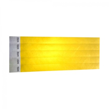 Set 300 buc. bratari de identificare (de intrare / acces evenimente) din hartie tyvek 3/4'' culoare galben Set 300 buc. bratari de identificare (de intrare / acces evenimente) din hartie tyvek 3/4'' culoare galben