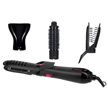 Perie cu aer cald Rowenta Elite Keratin&Shine CF7812, 1200 W, 3 accesorii, Keratina & Tourmalina, Negru Perie cu aer cald Rowenta Elite Keratin&Shine CF7812, 1200 W, 3 accesorii, Keratina & Tourmalina, Negru
