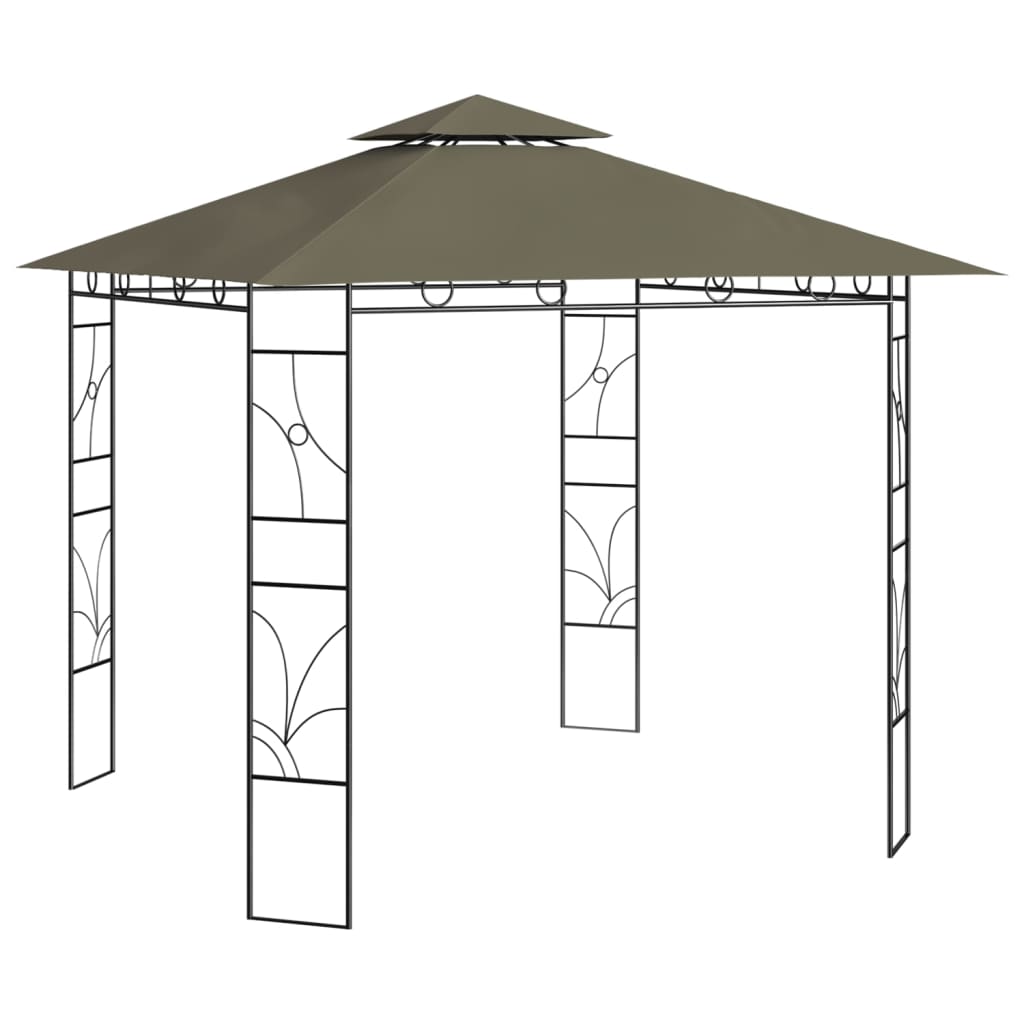Pavilion cu cadru de otel vidaXL, Tesatura, 300 x 300 x 270 cm, Taupe