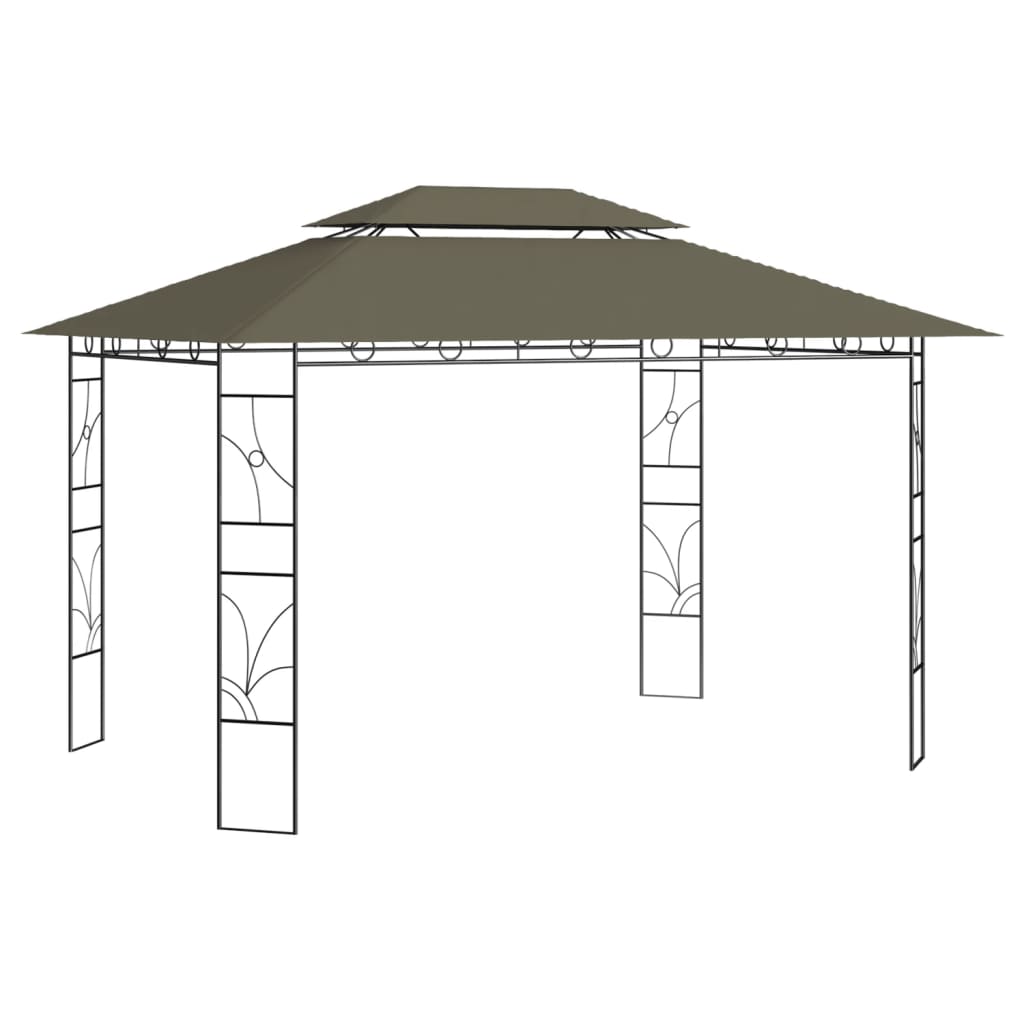 Pavilion cu cadru de otel vidaXL, Tesatura, 400 x 300 x 270 cm, Taupe