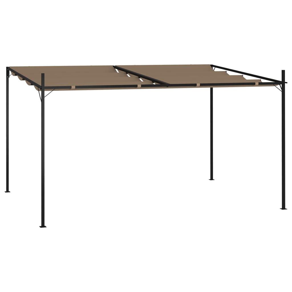 Pavilion cu acoperis retractabil vidaXL, Tesatura, 400 x 300 x 233 cm, Taupe