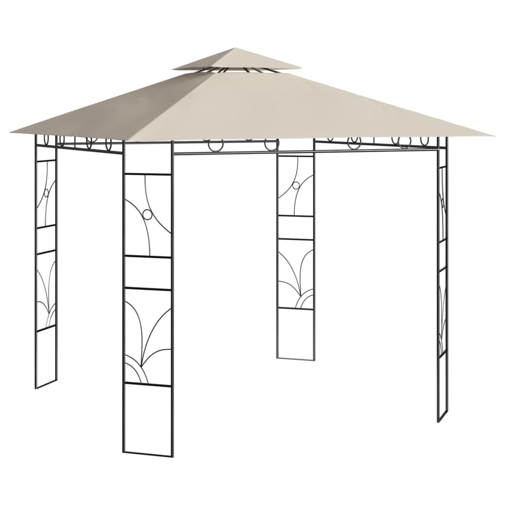 Pavilion cu cadru de otel vidaXL, Tesatura, 300 x 300 x 270 cm, Crem