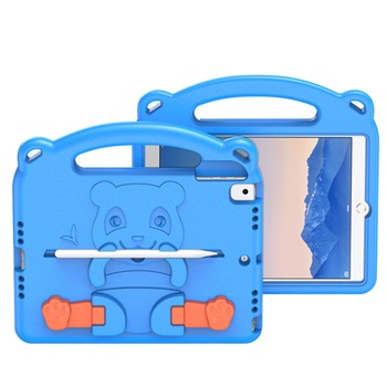 Husa tableta copii pentru Apple iPad 7/8 10.2, Kid Safe AntiShock, Stand, Stylus Holder, Optim Protection, Happy Colorful, Silicon Spuma, Albastru Husa tableta copii pentru Apple iPad 7/8 10.2, Kid Safe AntiShock, Stand, Stylus Holder, Optim Protection, Happy Colorful, Silicon Spuma, Albastru